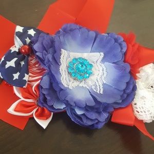Beautiful Custom made headband sash patriotic